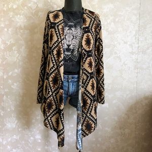 Long Tribal Print Cardigan Medium